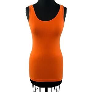 NikiBiki Seamless Tank Top Orange Sleeveless Scoop Neck Jersey Stretch Size OS